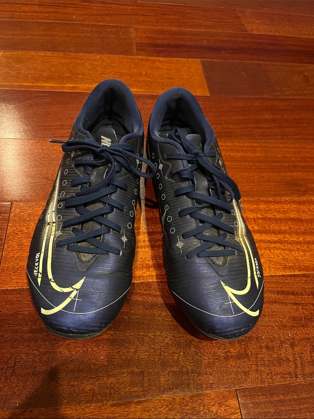 Nike Kid’s Navy Athletic Cleats with Yellow Accents